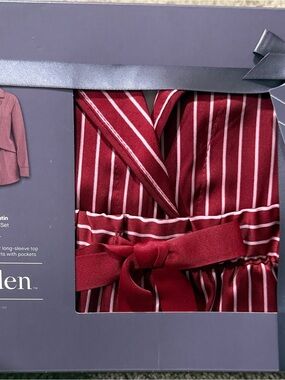Auden Red and White Striped Satin Pajama Set